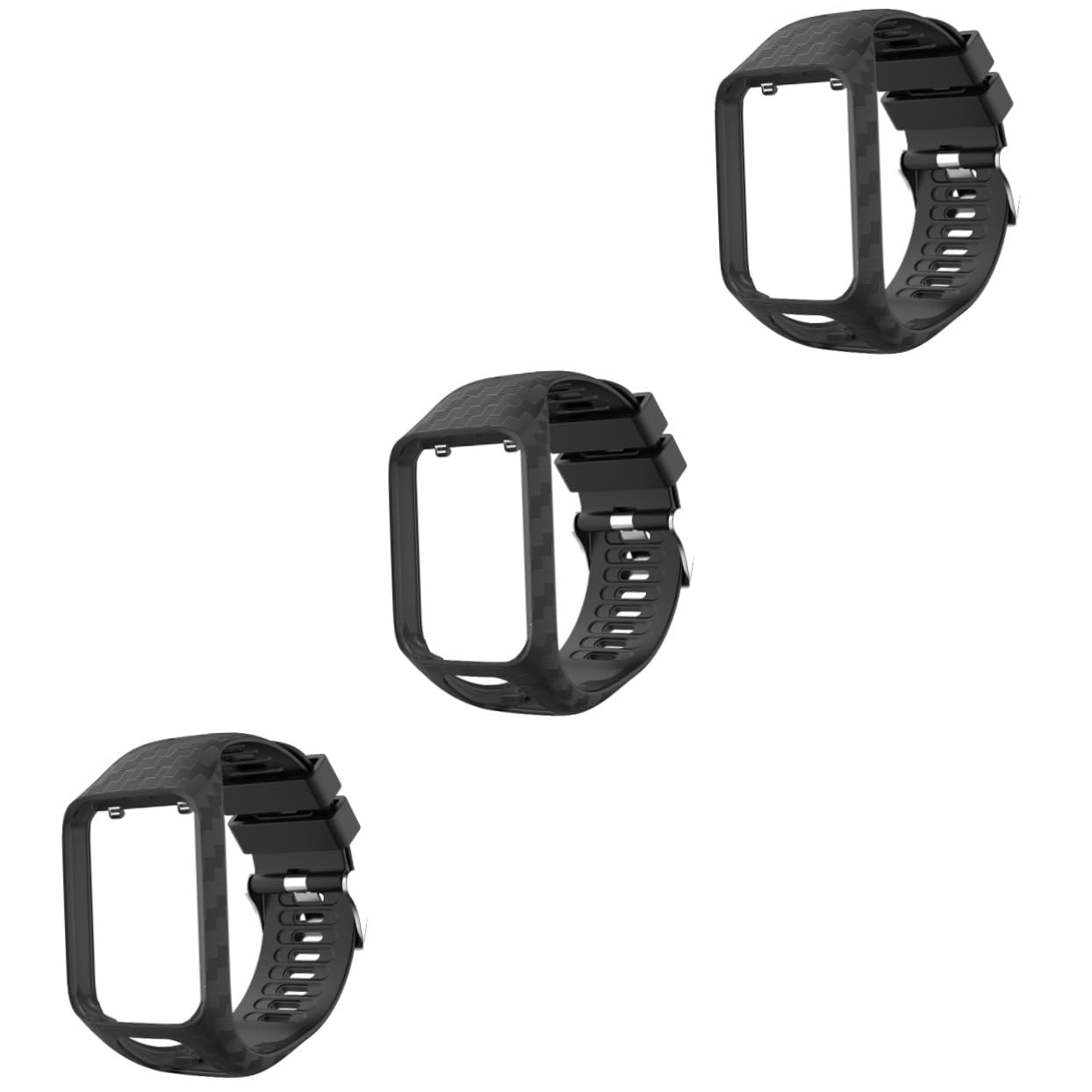 Artibetter Lot De 3 Bracelets De Montre Connectée En Silicone Accès Complet Aux Boutons Facile À Installer Bracelet De Remplacement Noir
