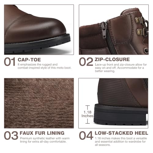 Rollda Men's Motorcycle Boots Combat Boots Casual Dress Boots for Men Lace Up Cap Toe Ankle Boots2