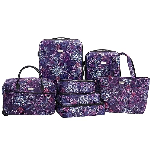 Image of Travelers Club Unisex Bella Caronia Deluxe 20 inch, 3 Piece, or 7 Piece Luggage & Travel Accessories Set Jardin