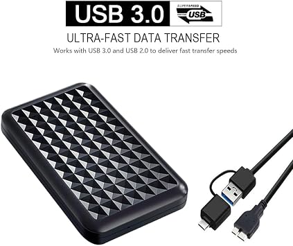 1TB Ultra Slim Portable External Hard Drive 2.5'' USB 3.0 HDD Storage for PC, Mac, Laptop, PS4, PS5, Xbox one
