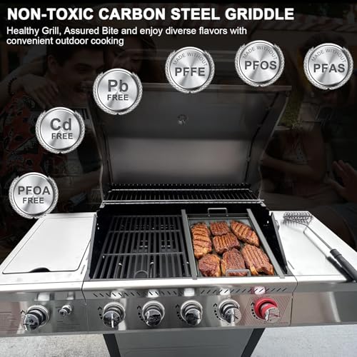 Image of Flat Top Griddle Insert for Royal Gourmet GA5401T, Heavy-Duty Carbon Steel Griddle Plate, Compatible with Royal Gourmet GA5401T 5-Burner Grill, Replacement BBQ Griddle for Outdoor Patio Cooking