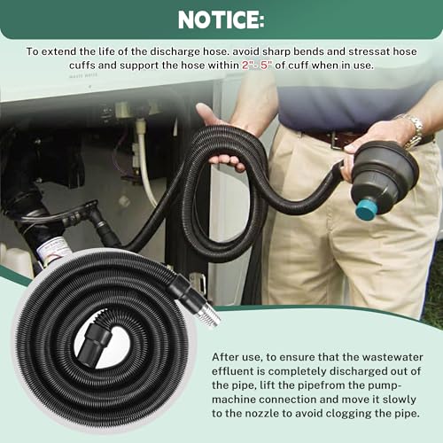 Image of 97521 28 FT RV Macerator Hose Kit(9FT Collapsed), 1-1 /2 Inch Retractable RV Sewer Hose for Thetford Sani-Con Turbo 400S 500S 600S 700S, Waste Water Sewage Hose with Quick-Connect Fittings