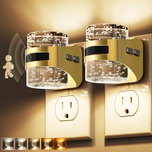 Image of L LOHAS LED Motion Sensor Night Light,2 Pack 5CCT Color Temperature Change Night-Light,Dimmable Night Lights Plug into Wall, Acrylic Bubble Nightlight with Dusk to Dawn Sensor for Bathroom Hallway