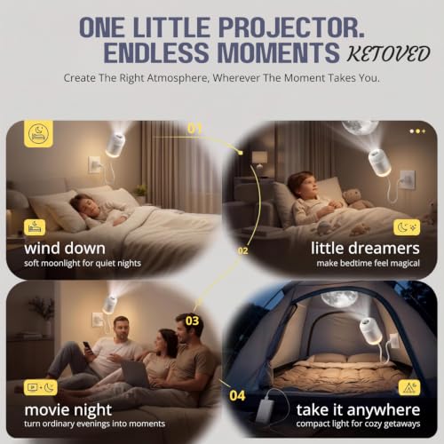 Image of Galaxy Star Projector Night Lamp | 2-in-1 Starry Sky Projector & LED Night Light | USB Portable Moon Projection Lamp for Bedroom, Kids Room & Home Decor (Fullmoon 2)