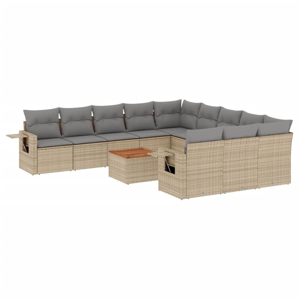 ZEYUAN Set Divani da Giardino 12 pz con Cuscini Beige in Polyrattan,Set di Conversazione per Patio,Set di Mobili da Giardino,Set Divani da Giardino-3224792