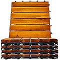 Interlocking Deck Tiles - Snap Together Wood Flooring | 12 x 12 Acacia Hardwood Outdoor Flooring for Patio | Click Floor Decking Tile Outdoors Balcony Flooring Wooden Flooring (1)