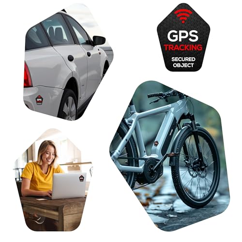 TinyTag® 2X Hinweis-Aufkleber für GPS Tracker - Wetterfester Warn-Sticker als Diebstahlschutz für Dein Fahrrad, eBike, Auto, Motorrad & Koffer - Bombenfest & langlebig | Fahrrad Aufkleber (2er Pack)