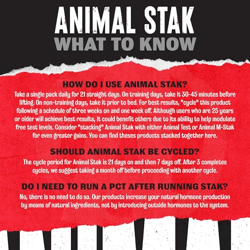 Image of Animal Stak Natural Testosterone Hormone Booster Supplement | 21 Pill Packs