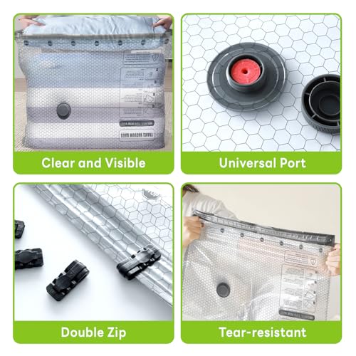 12 Pack Vacuum Bags for Travel with Rechargeable USB Electric Pump,Space Saver Storage Bags for Luggage and Suitcase,Portable Cordless Travel Vacuum Bag Set Seal Bags - image 6