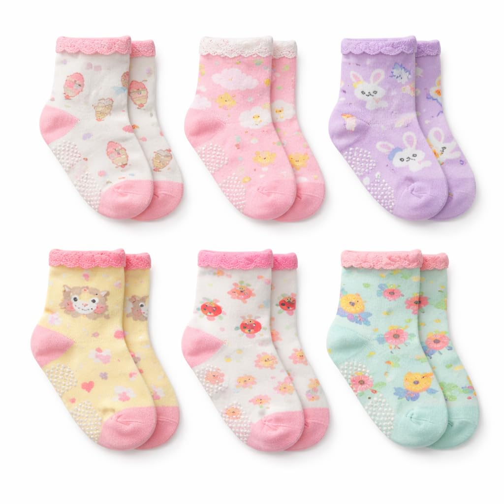 cuteably Toddler Girl Cotton Non-Slip Grip Socks, Anti-Skid Socks for Kids-picture-15