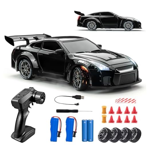 Cayrzeth 1/24 4WD RC Drift Car, 2.4GHz 20KM/H High Speed Remote Control Racing Car with Drifting Tires, Gift for Kids Adults