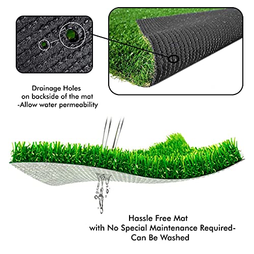Image of Yellow Weaves Polypropylene 35 Mm High Density Artificial Grass Carpet Mat for Balcony, Lawn, Door(4.5 X 5 Feet), Green