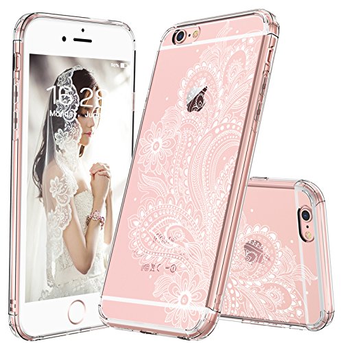MOSNOVO iPhone 6S Case/iPhone 6 Slim Case, White Floral Henna Paisley Flower Clear Design Transparent Plastic Hard with Soft TPU Bumper Protective Back Case Cover for Apple iPhone 6/6S (4.7 Inch)