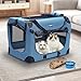Petprsco Portable Collapsible Dog Crate, Travel Dog Crate 24x17x17 with Soft Warm Blanket and Foldable Bowl for Large Cats & Small Dogs Indoor and Outdoor