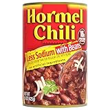 HORMEL Chili With Beans, Less Sodium, (Pack of 12), 15 oz Canned Chili, – 16g Protein per Serving, Gluten-Free - Great for Bowls, Dips, Hot Dogs and Appetitizers