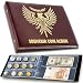 3in1 Coin Holder Album 180 Pockets - Paper Money Collection 10 Pockets - Large Storage Book for Collectors and Great for Gold Silver Dollars Dollar Bill Currency Quarters Penny Foreign Coins - Brown