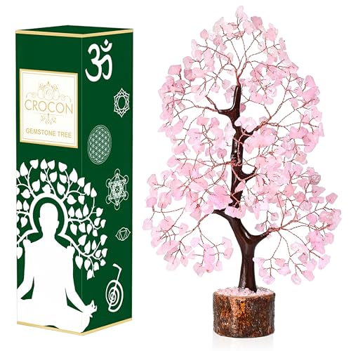 Image of Crocon Rose Quartz Crystals Tree, Birthday Gifts for Women & Men, Pink | Decor for Shelf, Healing Crystals Spiritual Gift, House Warming Gift New Home, Birthday Gifts - Mom, Sister & Girlfriend