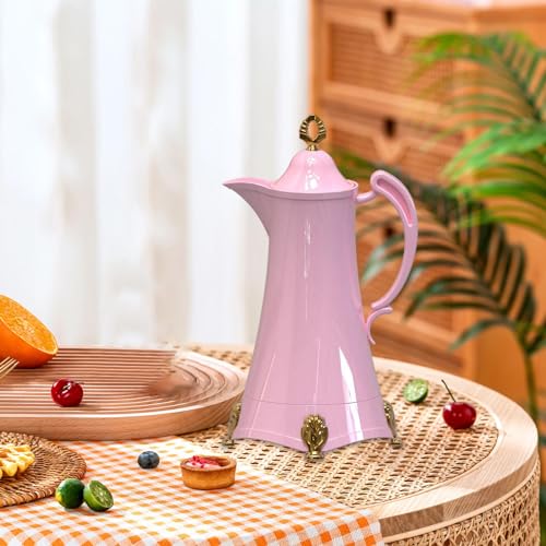 Cafetera isotérmica de café y té rosa con capacidad de 800 ml hermética 5