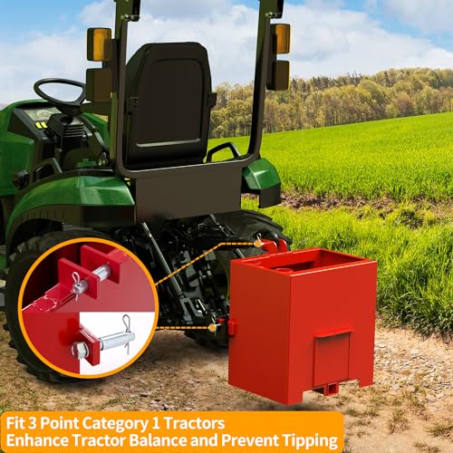 Image of YINTATECH 800lbs 3 Point Capacity Tractor Ballast for CAT1, Red