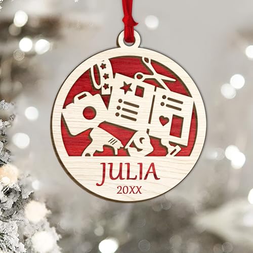 Personalized Scrapbook 2-Layer Wood Ornament - Custom Scrapbooking Christmas Tree Keepsake, Bookworm Gift, Bookish Decor