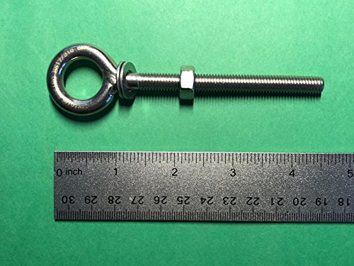 Image of US STAINLESS 2 Pieces Stainless Steel 316 M8 Eye Bolt 8mm x 80mm Marine Grade Pitch of 1.25 (Pack of 2)