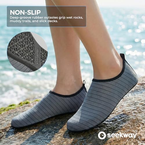 Image of SEEKWAY Water Shoes Women Men Adult Quick-Dry Aqua Socks Barefoot Non Slip for Beach Swim River Pool Lake surf Black SK002(U)