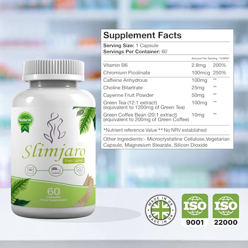 Slim Jaro Vegan Food Supplement, 60 Capsules, Boost Energy, Weight Support, Gluten Free, Slimjaro - Image 4