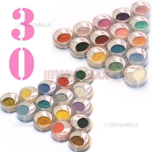 30 Pieces Mulit Color Cold Smoked Warmer Glitter Shimmer Pearl Loose Eyeshadow Pigments Mineral Eye Shadow Dust Powder Makeup Party Cosmetic Set AE#