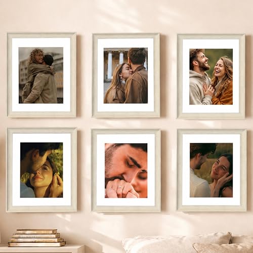 Image of Art Street Wooden Photo Frame for living room, Aesthetic Cave Design Photo Frames for Photograph, Art Work, Certificates Set of 6 (6x8 Inch, White)