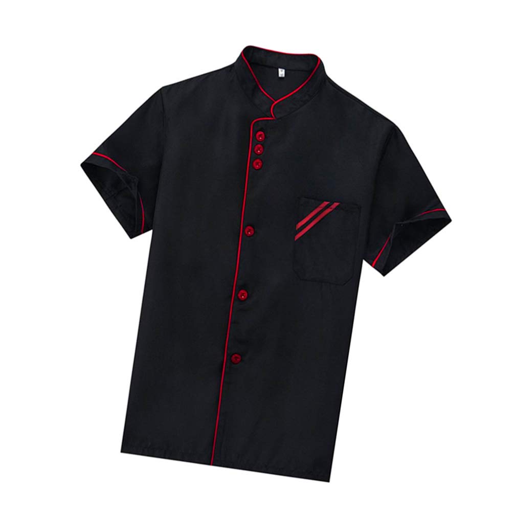 Cabilock Cabilock Unisex Chef Coat Black Short Sleeve Chef Jacket Uniform Servicio de Alimentos Catering Shirt Cloth for Hotel Restaurant Bakery Cooker Size XXL