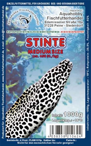 Gefrorene Stinte 2kg – Frostfutter für Raubfische, Reptilien, Katzen & Schildkröten – Fischfrostfutter lose geschüttet – Einzeln entnehmbar – Barf geeignet – Angelköder