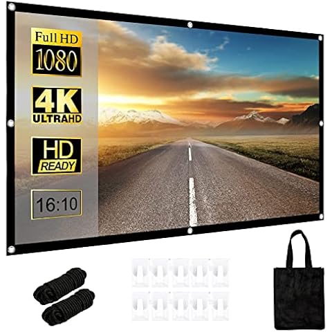 Projector Screen,60 Inch Portable Movie Screen 16:10 HD Outdoor Projection Movies Screen Cover