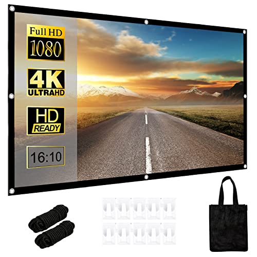 Projector Screen,100inch- 16:10 HD Portable Movie Screen Outdoor Projection Movies Screen, Portable Double-Sided Movies Screen For Home Theater with Carry Bag and Tight Straps
