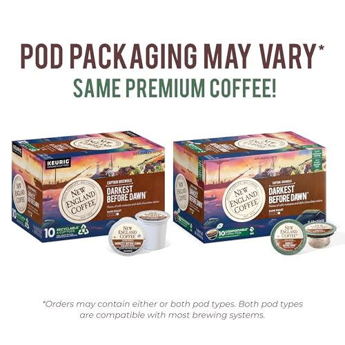 Image of New England Coffee Single Serve Pods, Darkest Before Dawn Dark Roast 10 Count (Pack of 1)