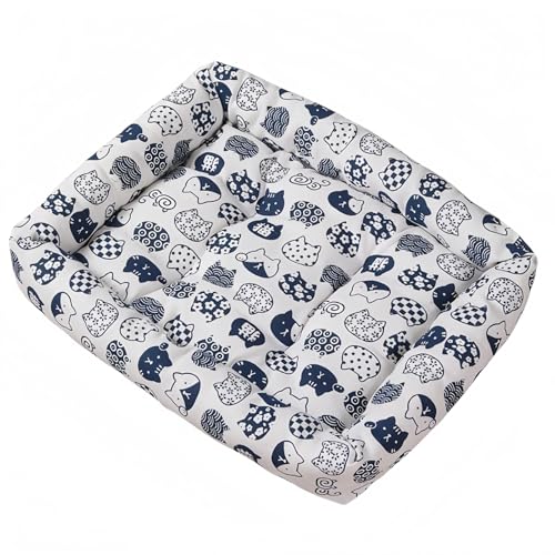 OXIZER 猫ベッド/犬ベッド、オールシーズン対応ペットベッド、丈夫なリネンの滑り止め底、一体型の変形防止設計、柔らかいリバウンドクッション、4サイズ展開、暑さにも寒さにも適しており、小型猫から大型犬まで対応。 (A,L)