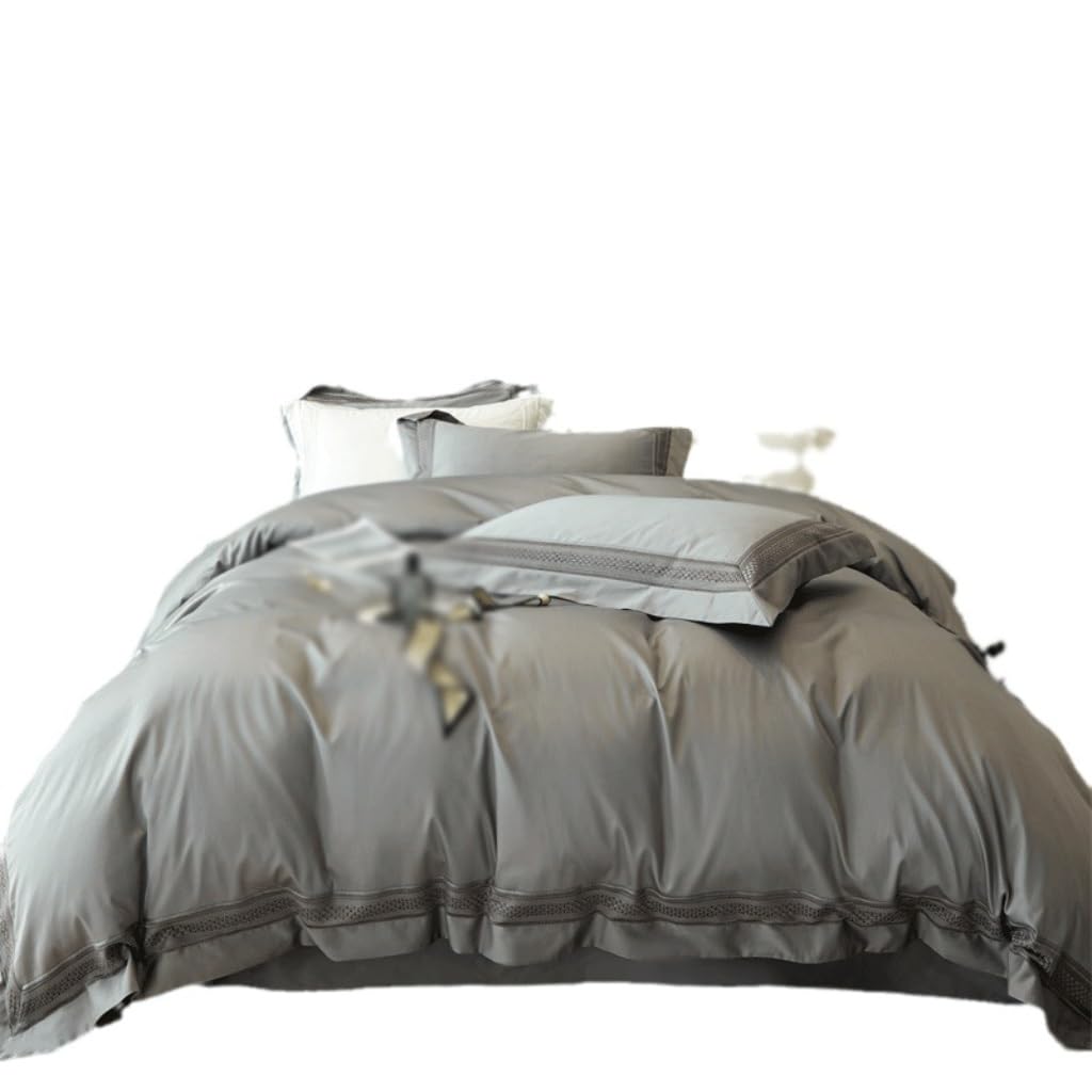 Linge de lit en pur coton 220x240cm style épuré pour chambre parentale