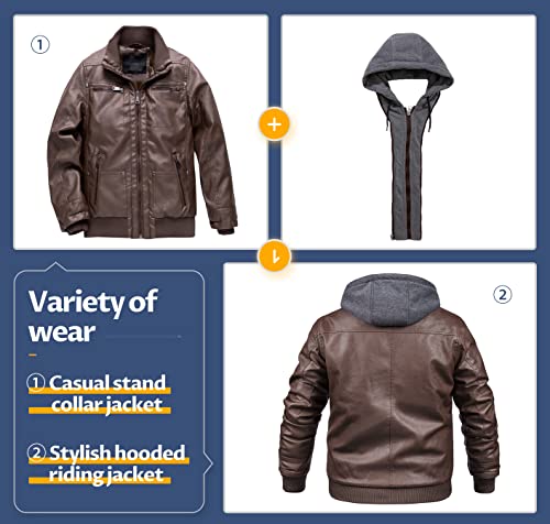 Image of Boy's Faux Leather Jacket Windproof Warm Winter Coat Kids Bomber Outerwear Waterproof PU Motorcycle Jacket