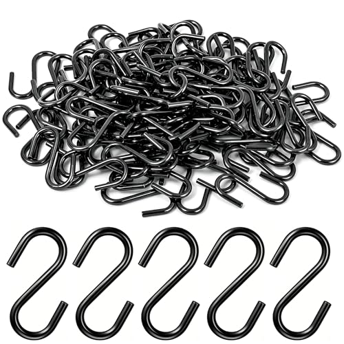 Dpyrrhic 100PCS 1 Inch S Hooks, Mini Stainless Steel Black
