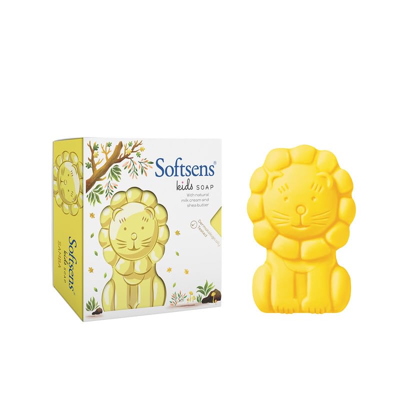 Image of Softsens Kids Soap Samba 75g | Gentle Nourishing Care with Shea Butter & Natural Milk Cream, Dermatologist Tested Baby Soap, Moisturizing Animal Shape Bar Soap For Toddlers & Kids 2-10 Years