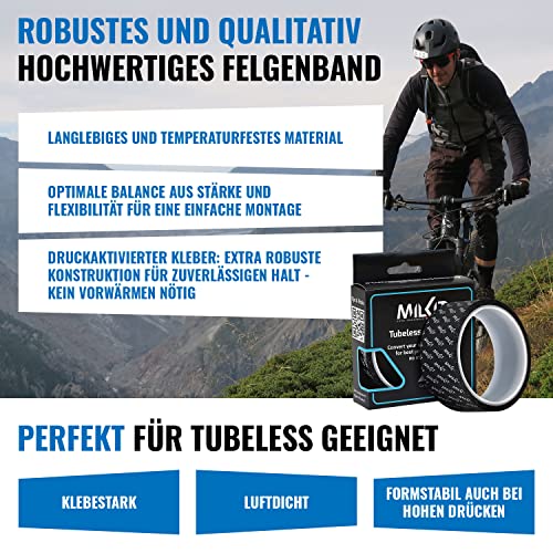 milKit - Tubeless Felgenband - Felgenschutzband - Rim Tape für Rennrad, MTB, Gravel - Felgenband 28 Zoll - 10 Meter (32 mm) – Ansicht 2