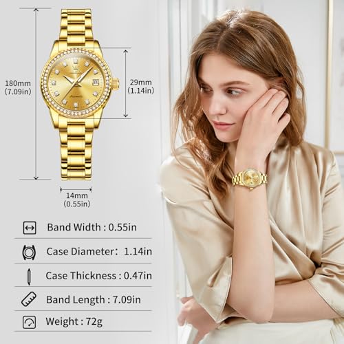 Image of OLEVS Watch Women Silver Watches for Women Luxury for Small Wrists Dress Stainless Steel Women's Wrist Watches Easy to Read Reloj para Mujer Black /Blue /Gold /Green /Pink /Purple