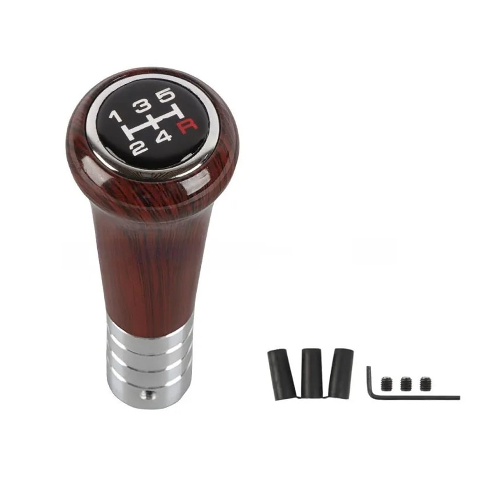 Jxewmtmc A Car Gear Shifter Knobs Walnut Wood Grain Classic Head Shift Lever Stick Knob 5 Speed With Dapter Gear Stick Shift Cover(A)