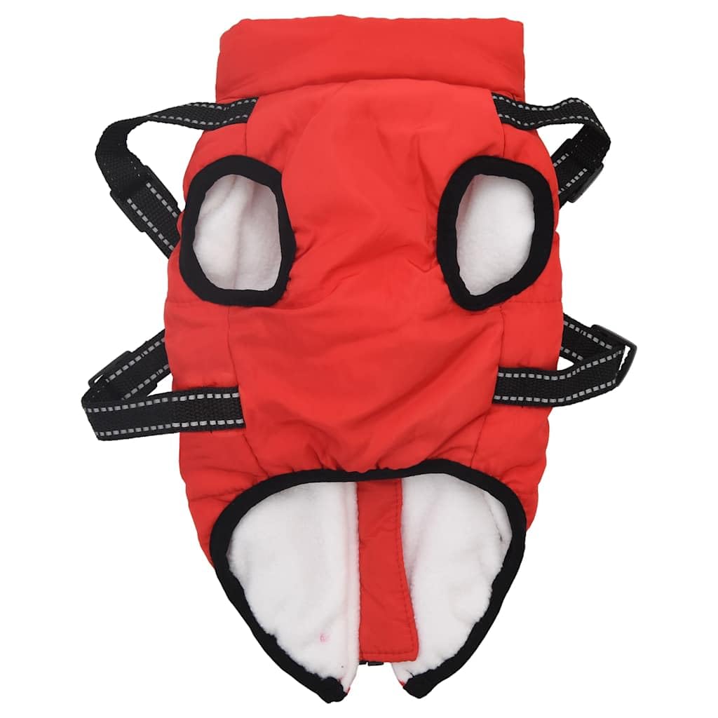 Hundemantel mit Geschirr wasserdicht reflektierend rot L40, Polyester Fleece warm, verstellbar mit D-Ring, ideal für Winter Herbst Outdoor Gassi bei Regen Schnee
