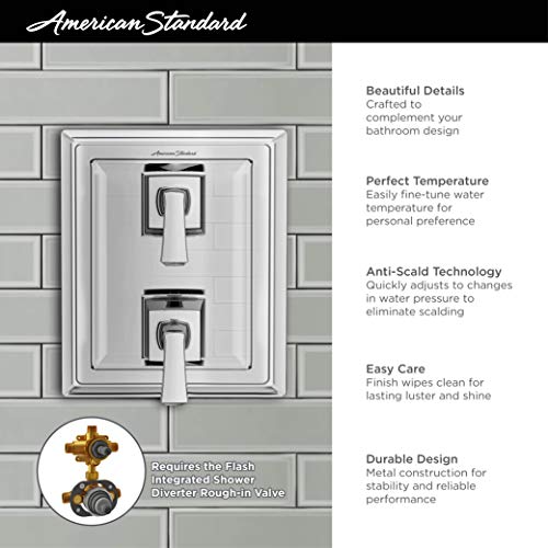 American Standard TU455740.243 Town Square S Kit de Recorte para Válvula Desviadora Integrada de Equilibrio de Presión de 2 Manijas, Negro Mate miniatura 2
