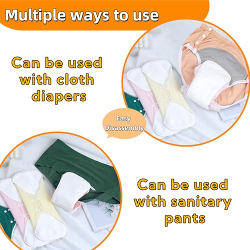 Image of Washable Sanitary Napkins,Reusable Sanitary Pads,Heavy Incontinence Pads,Sanitary Napkin Set,7pcs /Set,Pack of 6+7 Storage Bag,Suitable for Heavy Menstrual Flow,Incontinence Patients,Grey
