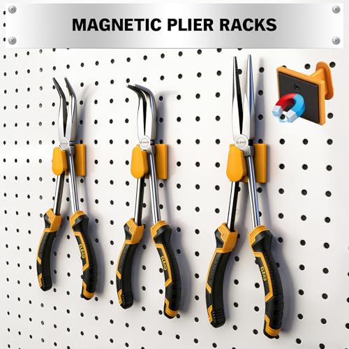Image of 3-Piece 11 Inch Long Reach Pliers Set with 3 Magnetic Plier Racks, Extra Long Needle Nose Pliers Set Includes Straight, 45 & 90 Bent Nose Plier, Pliers Tool Set for Tight Spaces