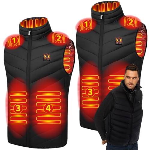 Honoson 2 Pcs Heated Vests for Men Women Adjustable Rechargeable Jackets with 3 Heating Levels for Winter Warm Outdoor