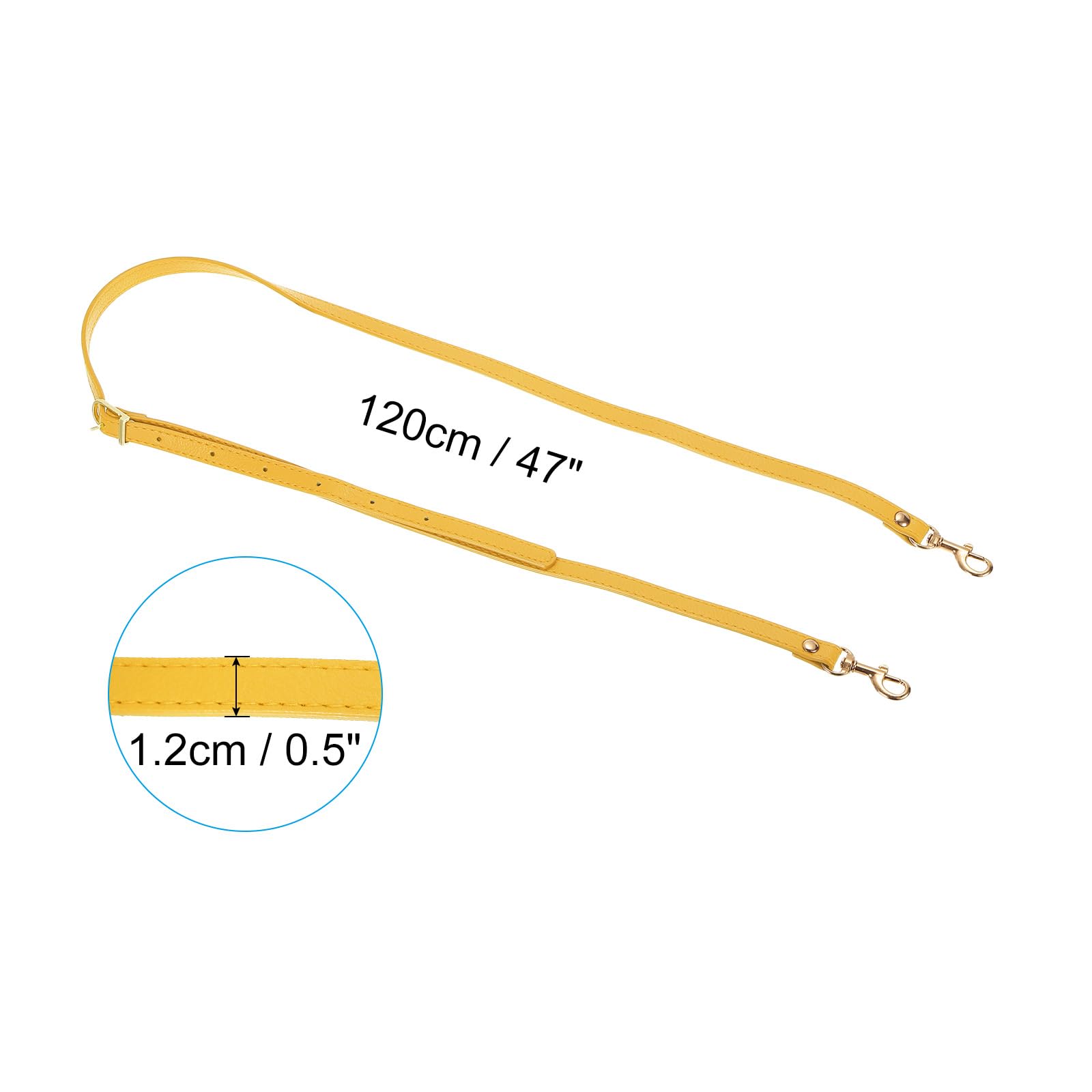 PATIKIL Leather Purse Strap Replacement 47 Inch, PU Adjustable Shoulder Crossbody Replacement Strap with Gold Hardware, Yellow - Image 2