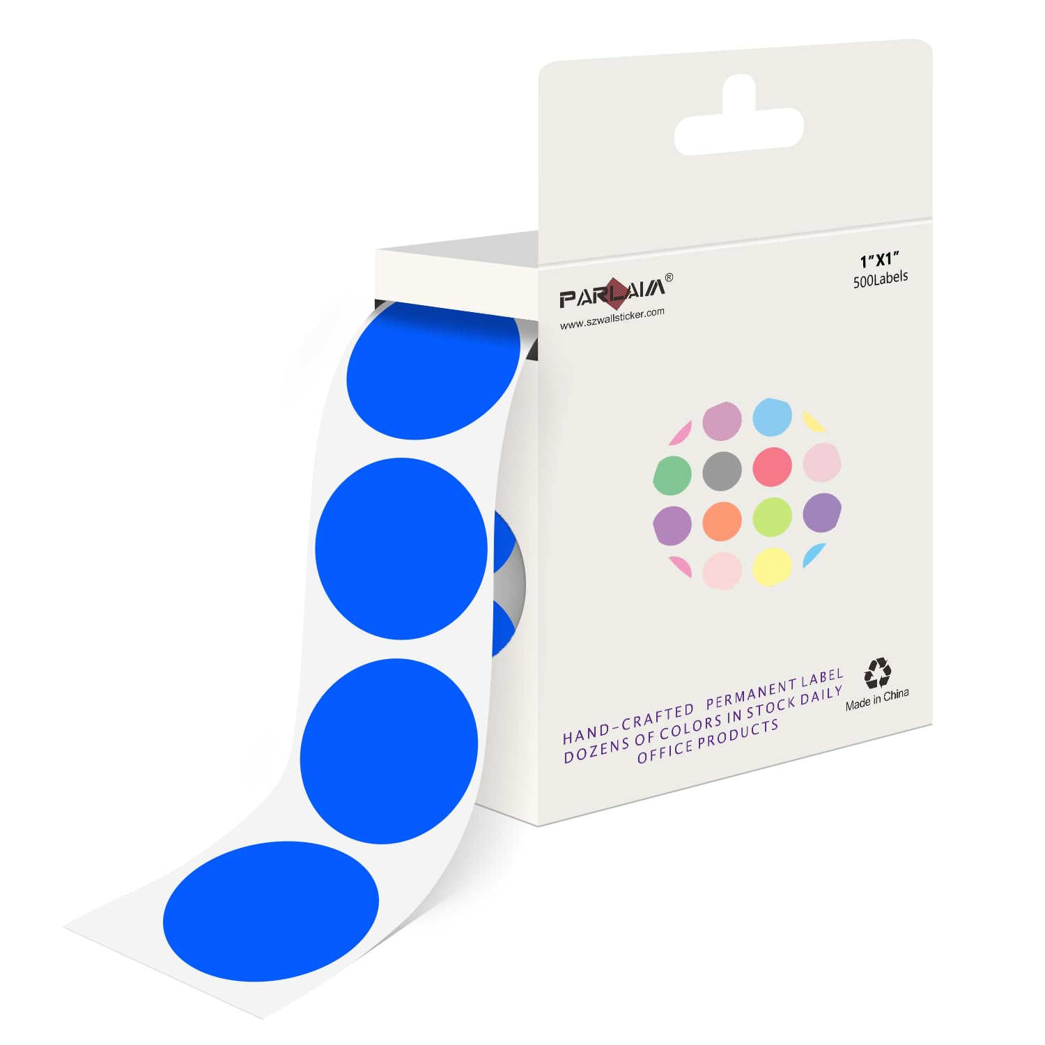 PARLAIM Blue Dot Sticker 1 inch 500Pcs Round Color Code Label Circle Dots w/Hanging Box for Home,Inventory,Business