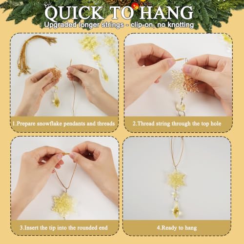 Image of Crystal Christmas Ornaments for Tree Decor, Snowflake, Icicle & Star